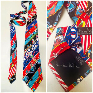USA Summer Olympics Artist Signed Nicole Miller Neck Tie 100% Silk 1992
